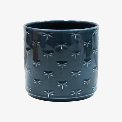 Homebase Ivyline Arley Earthenware Blue Dragonfly Indoor Planter - 13cm