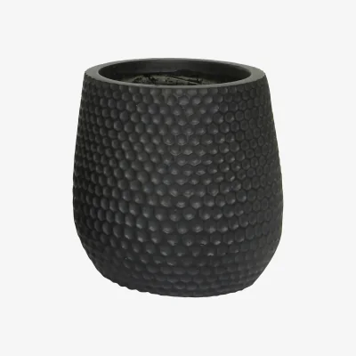 Homebase Zoe Fibre Clay Black Round Outdoor Planter - Small