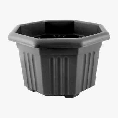 Homebase Black Octagonal Planter - 40cm