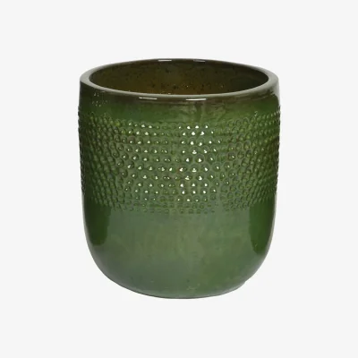 Homebase Singer Green Fibre Clay Glazed Outdoor Planter - Medium