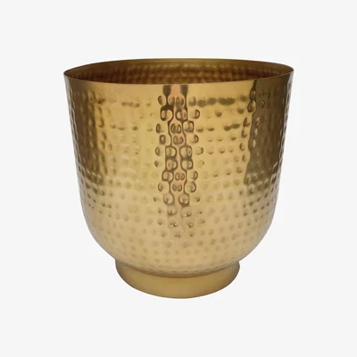 Homebase Hammered Brass Effect Indoor Plant Pot - 20cm
