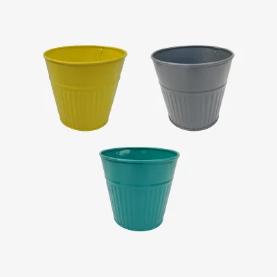 Homebase Ribbed Planter (3 Colour Mix) - 18cm
