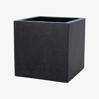 Homebase Plaza Cube Planter in Black - 44cm