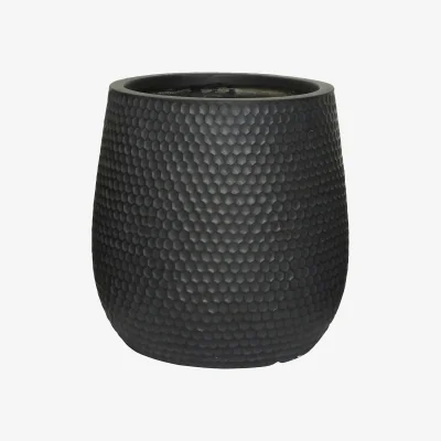 Homebase Zoe Fibre Clay Black Round Outdoor Planter - Medium
