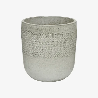 Homebase Singer Off-White Fibre Clay Glazed Outdoor Planter - Medium