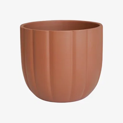 Homebase Ivyline Pumpkin Ceramic Matte Orange Indoor Planter - 14cm