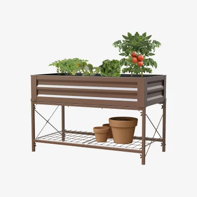 Homebase Panacea Steel Raised Garden Planter with Stand - Brown