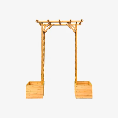 Homebase Homebase Wooden Garden Arched Trellis with Planters