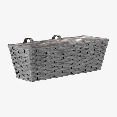 Homebase 19in Faux Rattan Planter - Slate