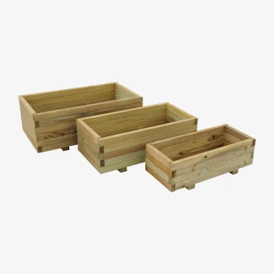 Homebase Forest Garden Wooden Durham Rectangular Planter (Set of 3)