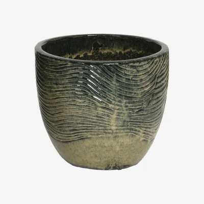 Homebase Maxime Black Glazed Terracotta Planter - Small