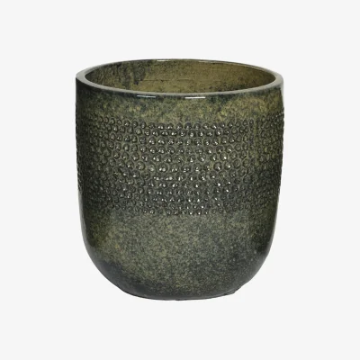 Homebase Singer Black Fibre Clay Glazed Outdoor Planter - Medium