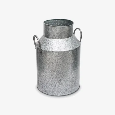 John Lewis Ivyline Galvanised Steel Milk Churn Outdoor Planter, Silver