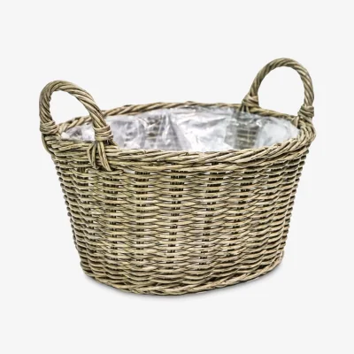 John Lewis Ivyline Polyrattan Woven Basket Outdoor Planter, 28cm, Natural