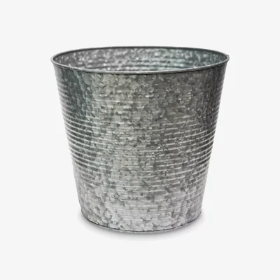 John Lewis Ivyline Ribbed Galvanised Steel Outdoor Planter, Silver