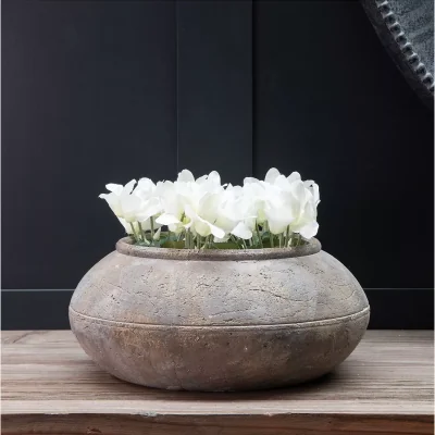 John Lewis One.World Birkdale Large Terracotta Indoor Bowl Planter, 34cm, Charcoal