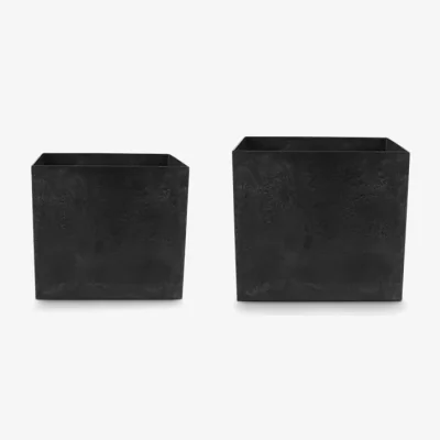 John Lewis Ivyline Ella Cubed Planters, Set of 2, Black