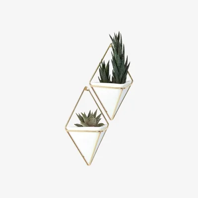 John Lewis Umbra Trigg Small Wall Planters, White, Set of 2