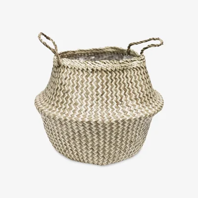 John Lewis Ivyline Seagrass Chevron Basket Indoor Planter, Natural