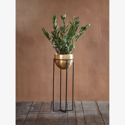 John Lewis Nkuku Atsu Indoor Planter & Stand, Antique Brass