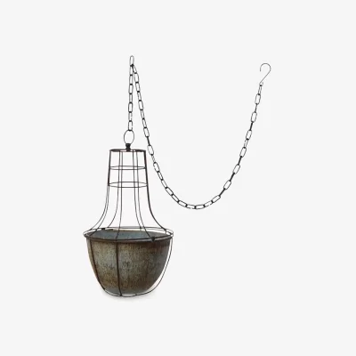 John Lewis Nkuku Abari Outdoor Caged Planter, Aged Zinc
