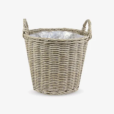 John Lewis Ivyline Polyrattan Lined Basket Outdoor Planter, Natural, H49 x Dia.44cm