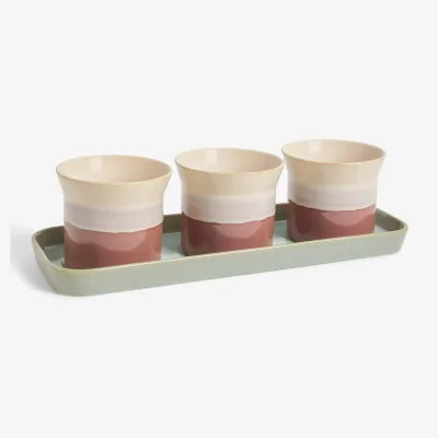 John Lewis John Lewis Stripe Stoneware Planters & Tray, Multi