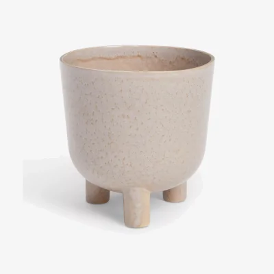 John Lewis John Lewis Medium Ceramic Indoor Footed Planter, 15cm, Brown