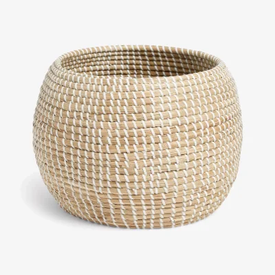 John Lewis John Lewis & Partners Seagrass Indoor Planter, Natural / White