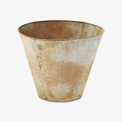 John Lewis Nkuku Abari Tapered Outdoor Planter, Aged Zinc