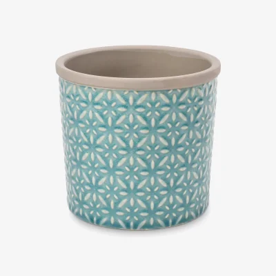 John Lewis Burgon & Ball Tuscany Embossed Indoor Planter, 16cm, Blue