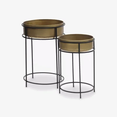 John Lewis Libra Metal Indoor Planter Stands, Set of 2, Gold