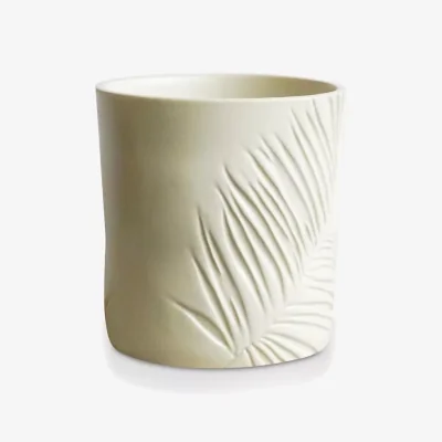 John Lewis Ivyline Kew Gardens Sago Palm Embossed Ceramic Indoor Planter, Ivory, H18cm