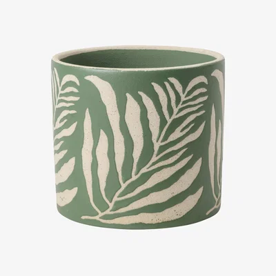 John Lewis Burgon & Ball Leaf Stoneware Indoor Plant Pot, Green