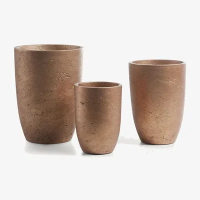 Kave Home Low set of 3 planters copper Ø 20 cm / Ø 17 cm / Ø 13 cm