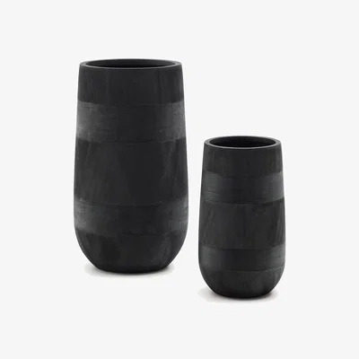 Kave Home Set of 2 Tival black cement-effect planters Ø 45cm