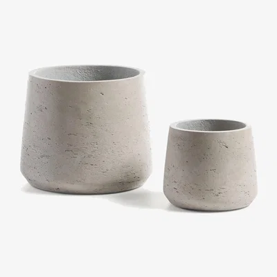 Kave Home Low set of 2 planters grey Ø 21 cm / Ø 14 cm