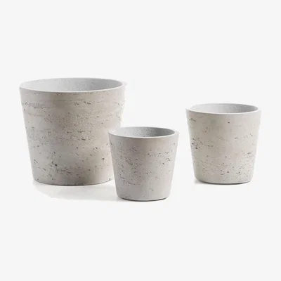 Kave Home Low set of 3 planters grey Ø 23,5 cm / Ø 16,5 cm / Ø 14 cm