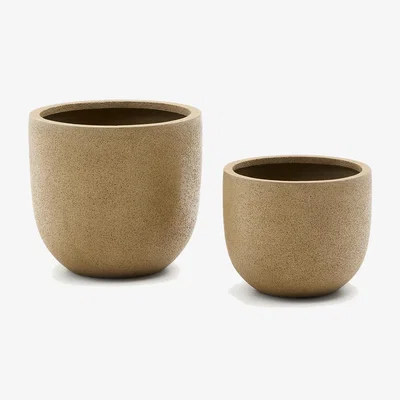 Kave Home Selvi planter with light brown stone effect Ø 37cm