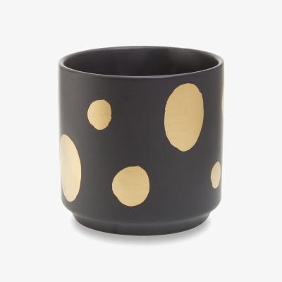 La Redoute 14cm Spotted Ceramic Planter - Black & Gold