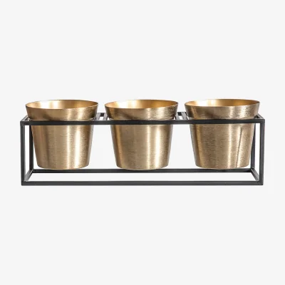 La Redoute 58cm Gold and Black Planter Set