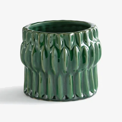 La Redoute Kyria Embossed Ceramic Plant Pot Holder, Diameter 13.5cm