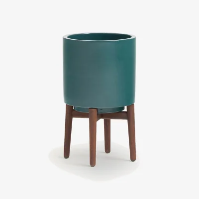 La Redoute Florian 43cm High Walnut Stand Planter