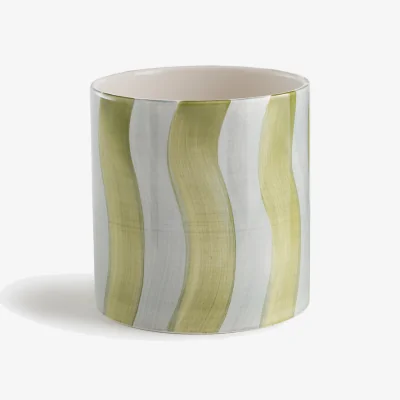 La Redoute Touma Striped Glazed Ceramic Plant Pot Holder Diameter 14cm