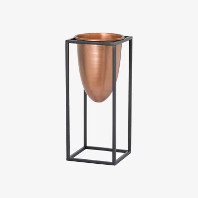 La Redoute 60cm Copper Bullet Planter On Black Frame