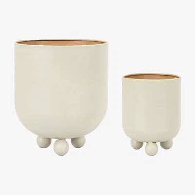 La Redoute Set of 2 Putty Ceramic Planters