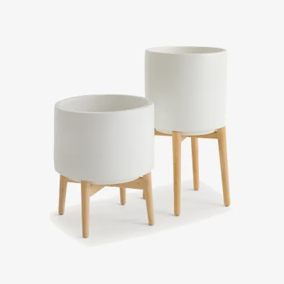 La Redoute Florian Plant Pot On Wooden Feet, H58.5cm