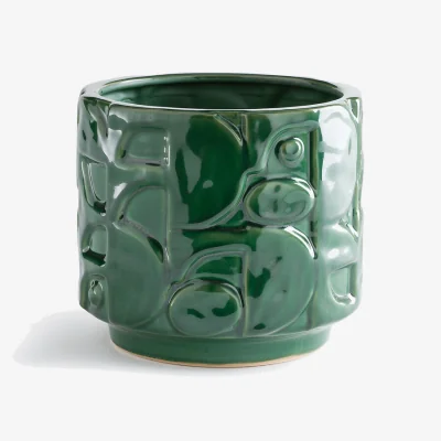 La Redoute Kyria Embossed Ceramic Plant Pot Holder, Diameter 21cm