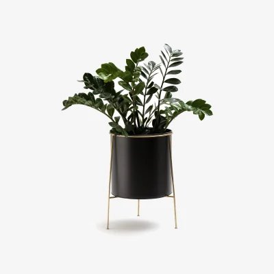 La Redoute Inaya 30cm Diameter Metal and Brass Raised Planter