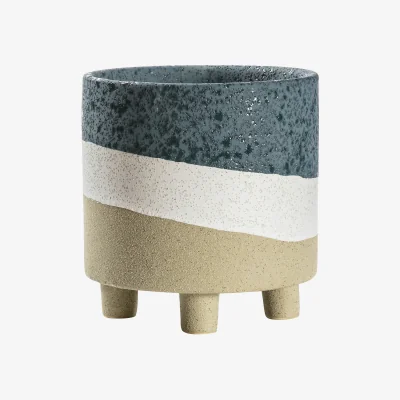 La Redoute 15cm Blue and Natural Stone Planter